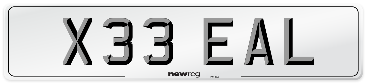 X33 EAL Number Plate from New Reg